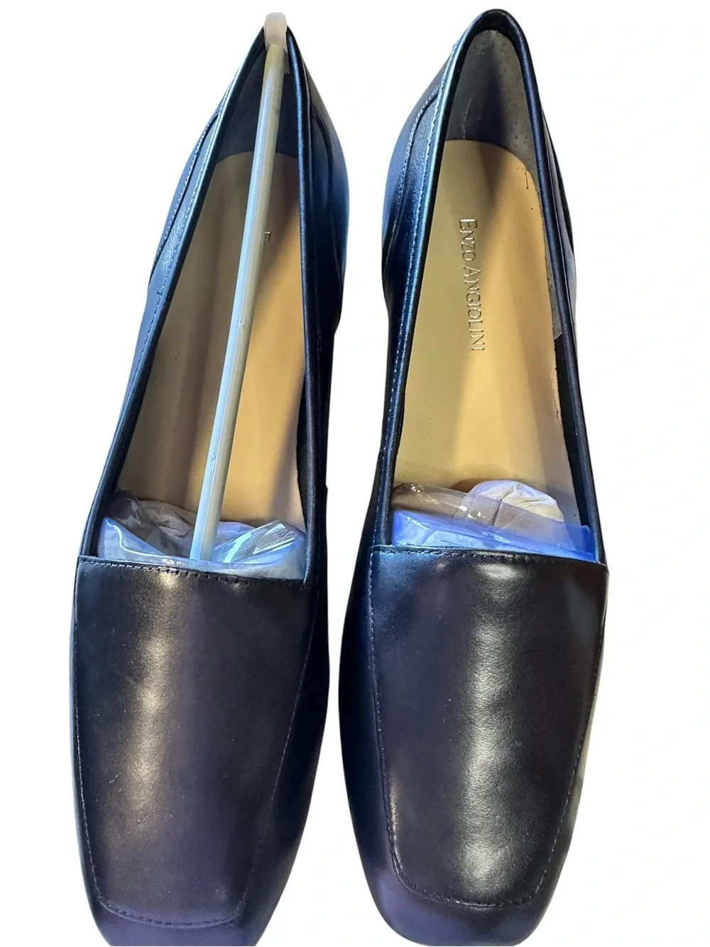 Enzo Angiolini Liberty Black Leather Square-Toe Loafers Size 8.5 NN Narrow